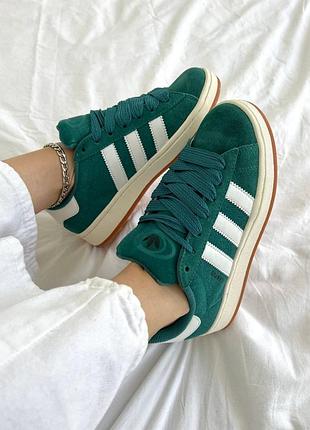 🔥 adidas campus green кросівки зелені ізумруд нубук