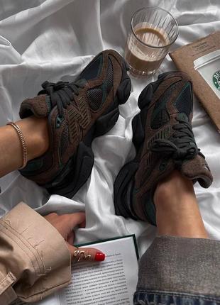 Стильные женские и мужские кроссовки new balance 9060 beef and broccoli коричневые