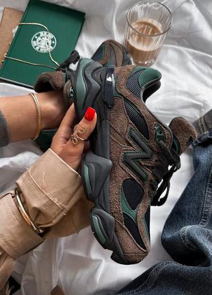 Стильні жіночі та чоловічі кросівки new balance 9060 beef and broccoli коричневі