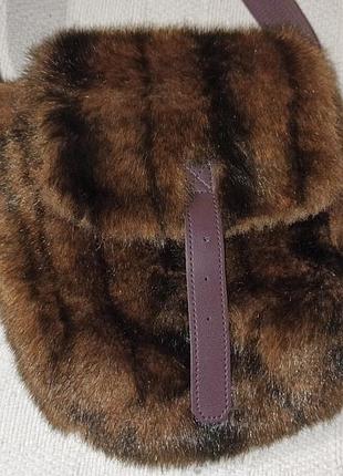 Меховая женская сумочка через плечо