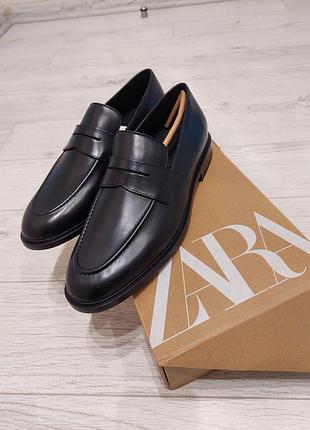 Туфли. кожаные лоферы zara