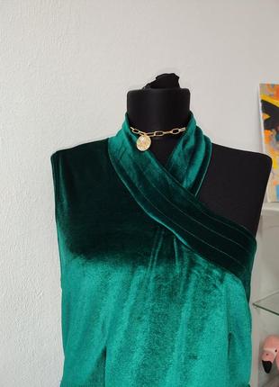 Шикарная коктальная-платье макси, бархатистая на одно плечо, с распоркой3 фото