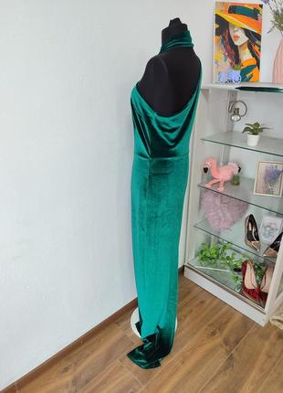 Шикарная коктальная-платье макси, бархатистая на одно плечо, с распоркой4 фото