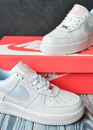 Распродажа! nike landed air force 1 mid голубые с розовым кроссовки кеды женские кожаные кожа весенние осенние топ качество низкие найк форс