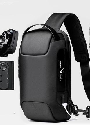 Мужская сумка-слинг через плечо с usb-разъемом с защитой от кражи водонепроницаема weixier
