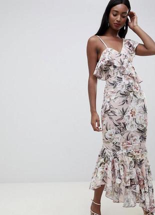 Платье макси с цветочным принтом asos design