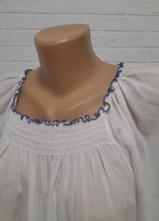 Вышиванка, белая блуза с синей вышивкой3 фото