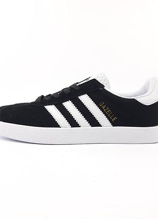 Adidas gazelle чорні з білим кросівки кеди жіночі чорні з білим замша замшеві відмінна якість весняні осінні демісезонні демісезон адідас газелі