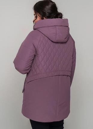 Подовжена весняна куртка на тинсулейті лана великих розмірів 52-62 розміри різні кольори моко5 фото