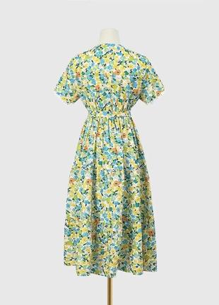 Женское летнее приталенное платье миди с разрезом в цветочный принт в стиле zara5 фото