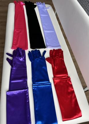Перчатки длинные 70 см, выше локтя, до плеча черные, розовые фуксия, белые и красные2 фото