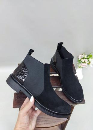 Базовые классические ботинки из замши и лакированной кожи много цветов