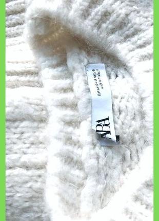 Женский свитер белый джемпер шерсть оверсайз р.м, l, xl zara5 фото