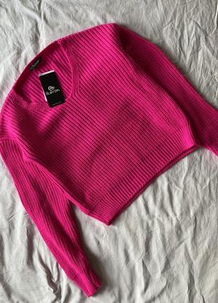 Розовый вязаный свитер новый