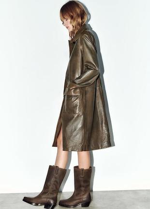 Кожаные ботинки zara / котелки zara