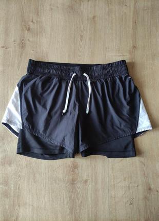 Жіночі спортивні подвійні шорти з тайтсами h&amp;m. pазмер- s1 фото
