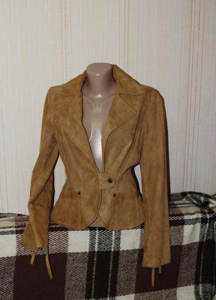Замшевая натуральная куртка кожаная  пиджак винтаж ретро стиль mango