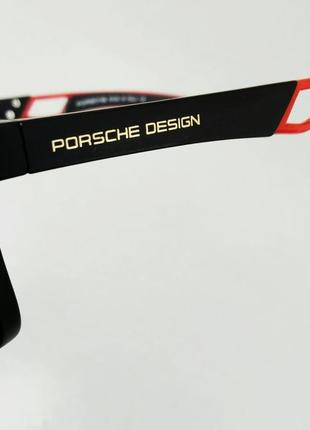 Porsche design окуляри чоловічі сонцезахисні чорні з червоним поляризированые10 фото