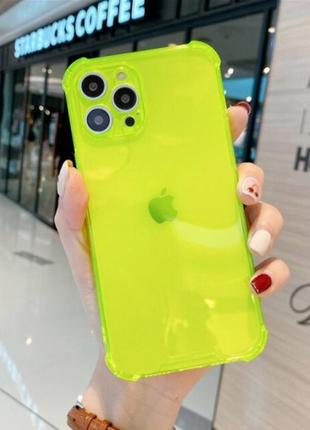 Чехол бампер для iphone 12 yellow transparent