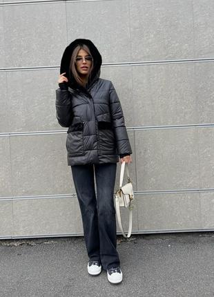 Черная женская базовая куртка еврозима, осень, теплая зима до -5 градусов3 фото