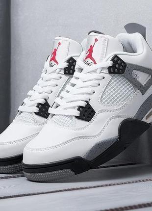 Кроссовки nike air jordan 4 retro бело-серые