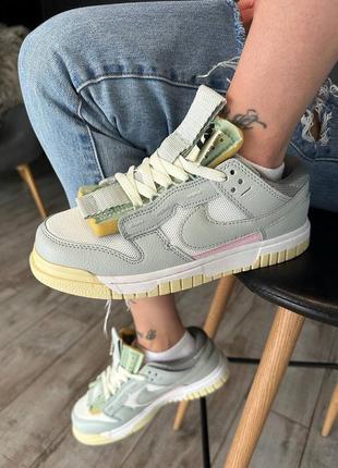 Классные женские кроссовки nike dunk low jumbo mint foam серые с мятным