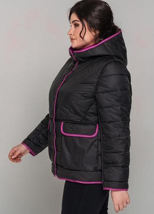 Двостороння коротка куртка на біо-пуху мічіган великих розмірів 48-58 розміри різні кольори малина/чорний5 фото
