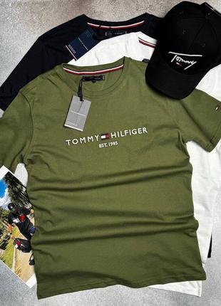 Футболка томми хилфигер хаки / брендовые футболки от Tommy hilfiger