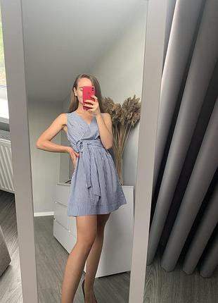 Красивое полосатое платье с бантом как в zara/зара🐋