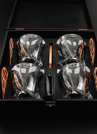 Стильний подарунковий набір для віскі 4 склянки підставки та оригінальні американські камені5 фото