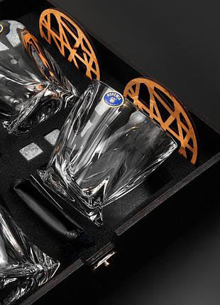 Стильний подарунковий набір для віскі 4 склянки підставки та оригінальні американські камені6 фото