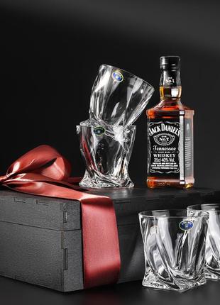 Стильний подарунковий набір для віскі 4 склянки підставки та оригінальні американські камені4 фото