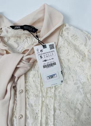 Неймовірно красива блуза zara з зав’язкою на шиї і ґудзиками перлами. нова .6 фото