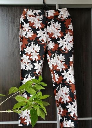 Штаны брюки цветы от papaya. 97%хлопка+3 %эластан4 фото