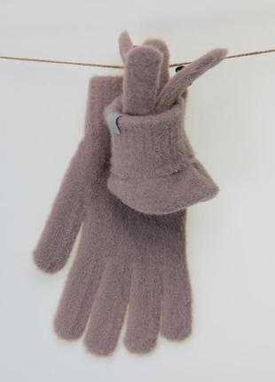 Перчатки женские шерстяные осень-зима альпака размер l бежевый4 фото