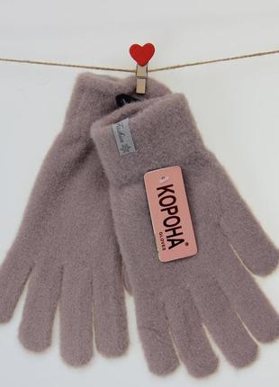 Перчатки женские шерстяные осень-зима альпака размер l бежевый2 фото