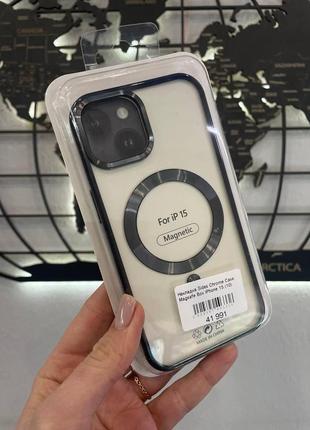 Накладка силіконова sides chrome case magsafe box iphone 15,чохол із підтримкою magsafe для айфон 15