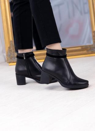 Ботинки кожаные женские на маленьком каблуке 6 см1 фото