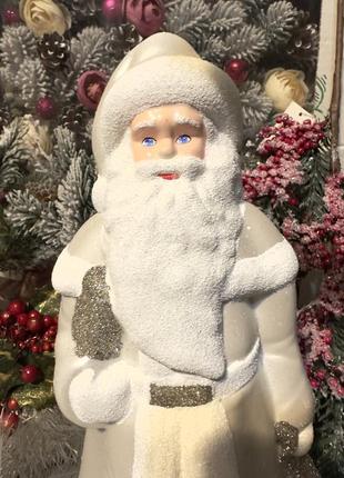 Фігура новорічна «дід мороз» великий 33 см. в білій шубі7 фото
