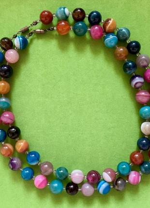 Ожерелья из натурального агата, разноцветный микс