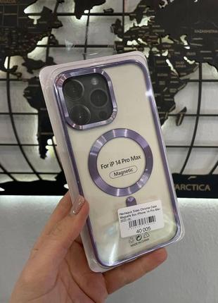 Накладка sides chrome case magsafe box iphone 14 pro max,чохол із підтримкою magsafe для айфон 14 про макс