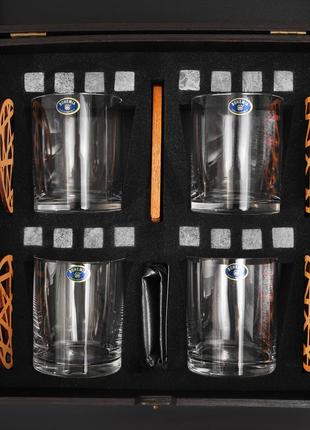 Набір для віскі 4 склянки підставки та оригінальні американські камені в коробці з дерева5 фото