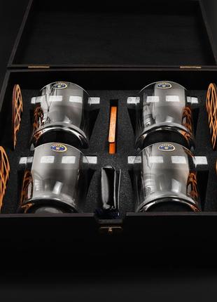 Набір для віскі 4 склянки підставки та оригінальні американські камені в коробці з дерева2 фото