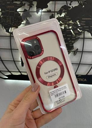 Накладка sides chrome case magsafe box iphone 12/12 pro,чехол с поддержкой magsafe для iphone 12/12 pro