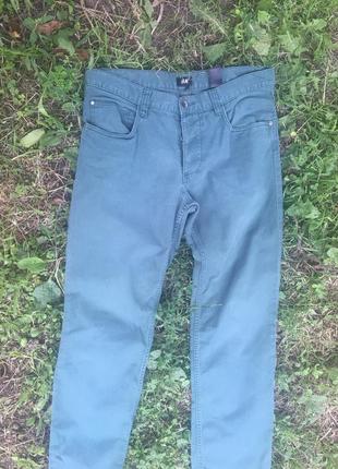 Котонові зелені джинси з еластаном