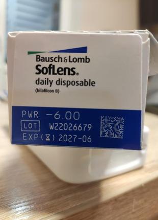 Линзы однодневные bausch&amp;lomb -6.00 (8.6mm)2 фото