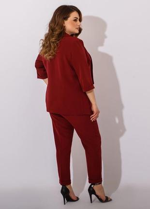 Классический женский деловой костюм тройка брюки, пиджак, блузка рукав три четверти больших размеров 48-624 фото