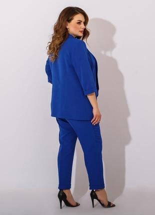 Классический женский деловой костюм тройка брюки, пиджак, блузка рукав три четверти больших размеров 48-625 фото