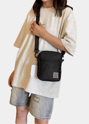 Сумка мужская женская через плечо, спортивная сумка на плечо carhartt кархарт черная4 фото