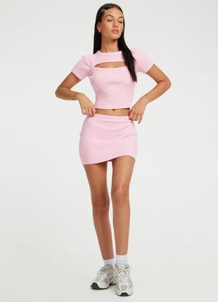 Мини юбка в рубчик motel delisa bodycon knitted mini skirt - s2 фото